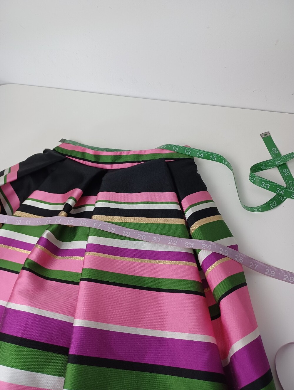 Kate Spade Metallic Festive Multi Stripe Skirt Size 2 Preppy High Waist Defect - Picture 9 of 16